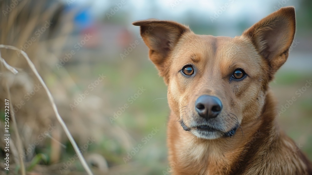 Adorable Brown Dog with Bright Eyes Sitting in a Natural Outdoor Setting : Generative AI Adorable Brown Dog with Bright Eyes Sitting in a Natural Outdoor Setting : Generative AI