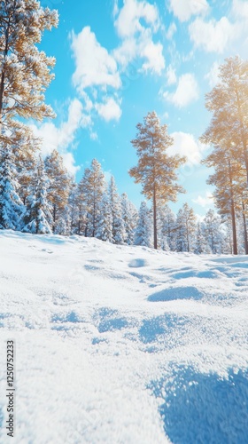 Wallpaper Mural Winter wonderland adventure snowy landscape nature photography clear blue sky ground level view fluffy snowdrifts and soft billowy snowbanks Torontodigital.ca