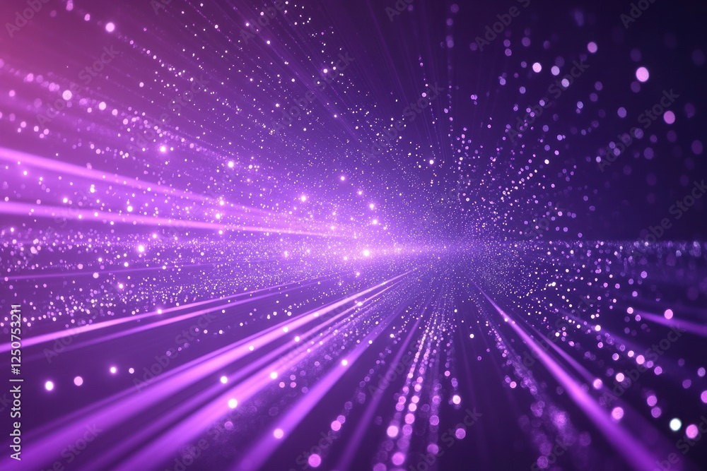 Abstract light trails and particles in a vibrant purple space Abstract light trails and particles in a vibrant purple space