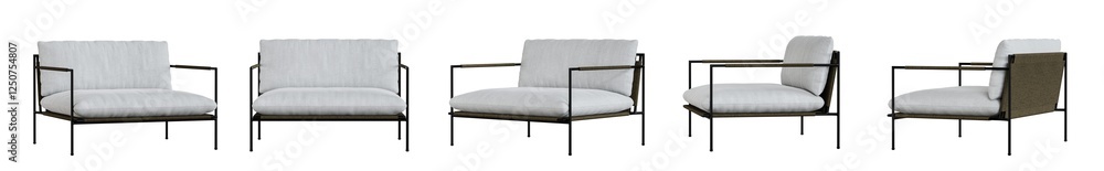 Armchair set isolated on transparent background. 3D render. Armchair set isolated on transparent background. 3D render.
