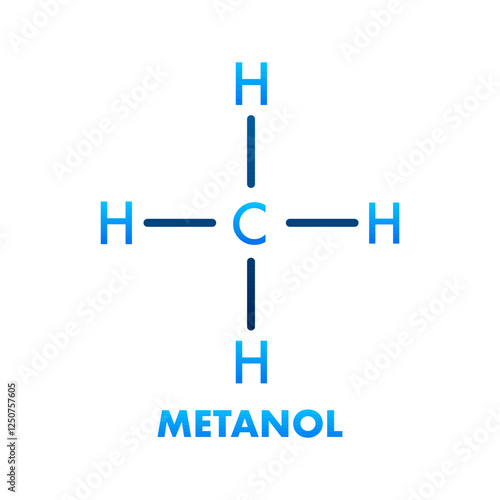 Methane Molecular Structure with Carbon and Hydrogen Atoms forming CH4