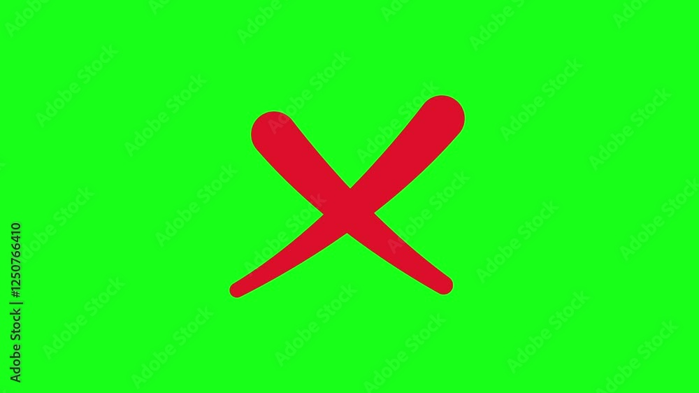 Red Cross Mark Animation on Green Screen – Error or Warning Symbol Red Cross Mark Animation on Green Screen – Error or Warning Symbol