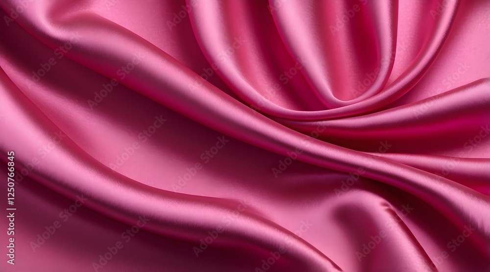 Fototapeta premium a smooth, matte pink silk texture background with swirl shapes. minimalist silk texture design, pink velvet background