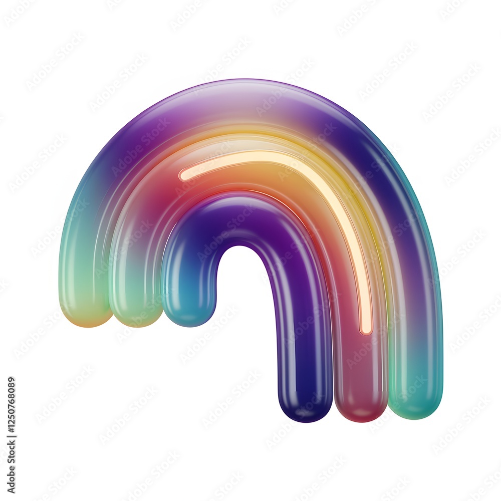 Glossy Three-Dimensional Rainbow with Gradient Colors. Glossy Three-Dimensional Rainbow with Gradient Colors.
