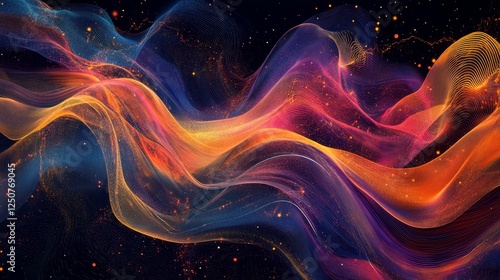 Abstract Flowing Energy Waves Glowing Particle Background