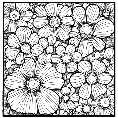 Wallpaper Mural Zentangle Floral Coloring Page Simple Elegant   Coloring Book Illustration Torontodigital.ca