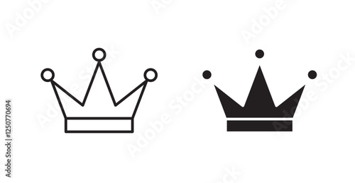 Crown filled and outlined icons vectors on white background