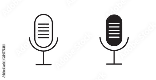 Microphone filled and outlined icons vectors on white background