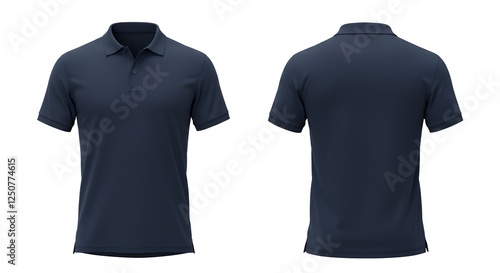 Navy Blue Polo Shirt Mockup   Front and Back View