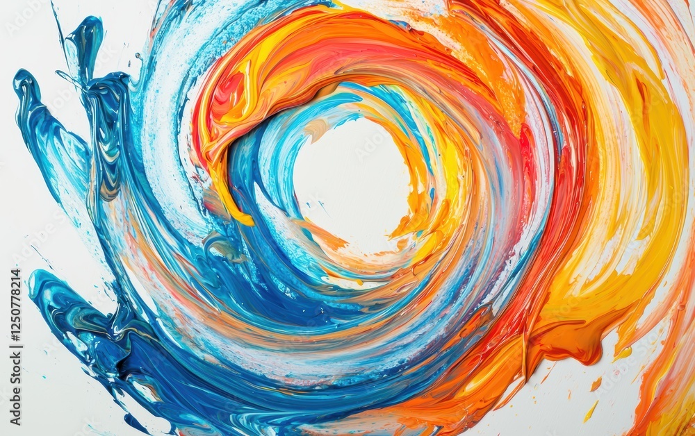 Mesmerizing swirl of multicolored paint flowing like a tornado on a white background Mesmerizing swirl of multicolored paint flowing like a tornado on a white background