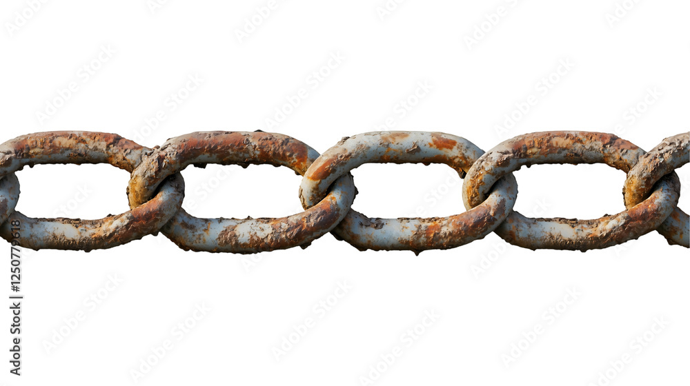Fototapeta premium Rusty metal chain with corroded links, showing signs of aging and weathering