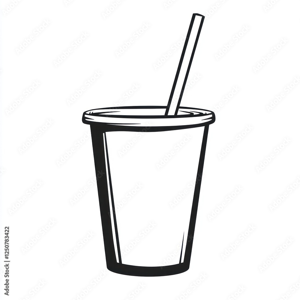 Styrofoam Cup with Straw, Vector Illustration Styrofoam Cup with Straw, Vector Illustration