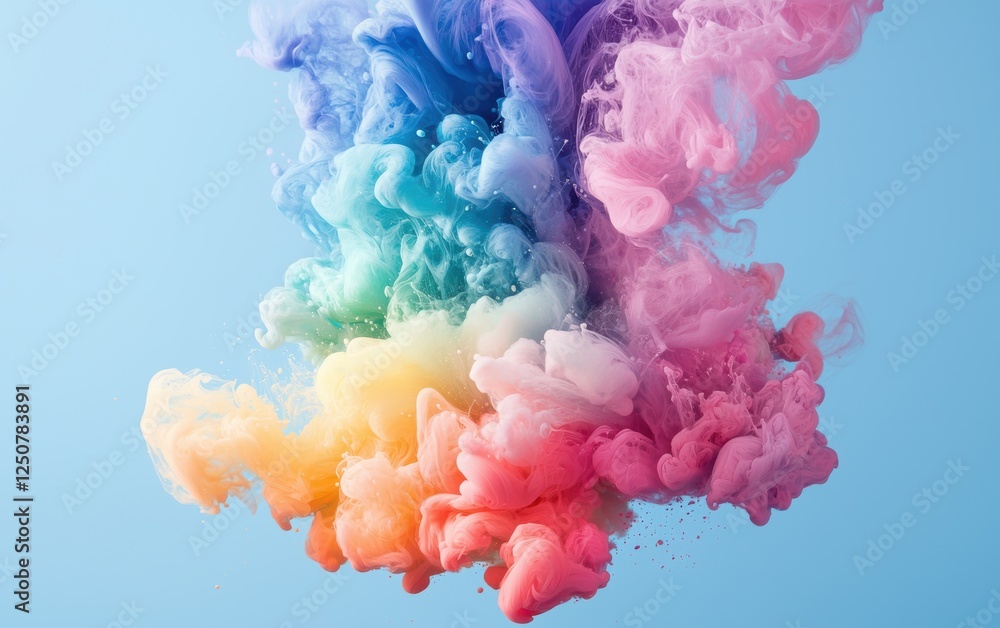 Fototapeta premium Dreamy pastel-toned tornado of blended rainbow paint swirling dynamically