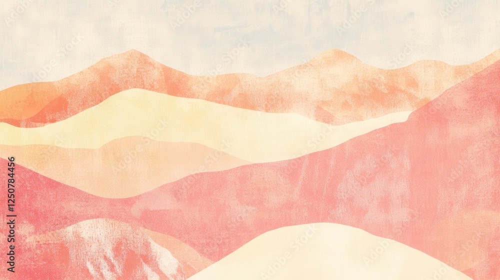 Abstract Mountain Landscape with Soft Hues and Layered Forms Abstract Mountain Landscape with Soft Hues and Layered Forms