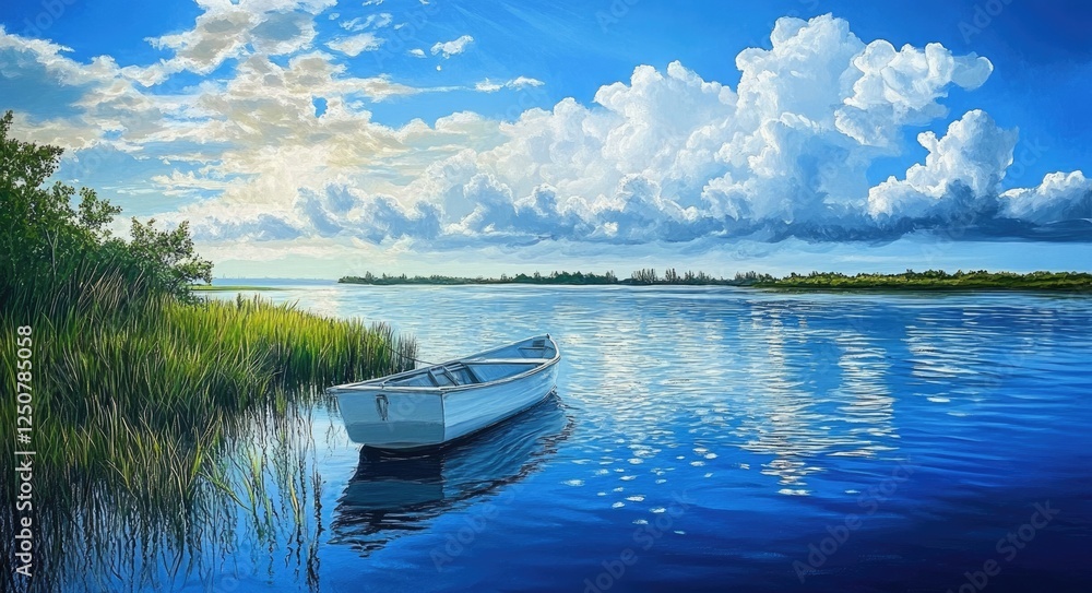 Obraz premium Scenic Boating Adventure in Florida: Embracing the Serenity of Waterways and Nature