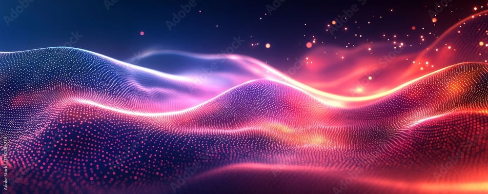 Fototapeta premium Abstract Festive Digital Background with Glowing Lights, Generative AI
