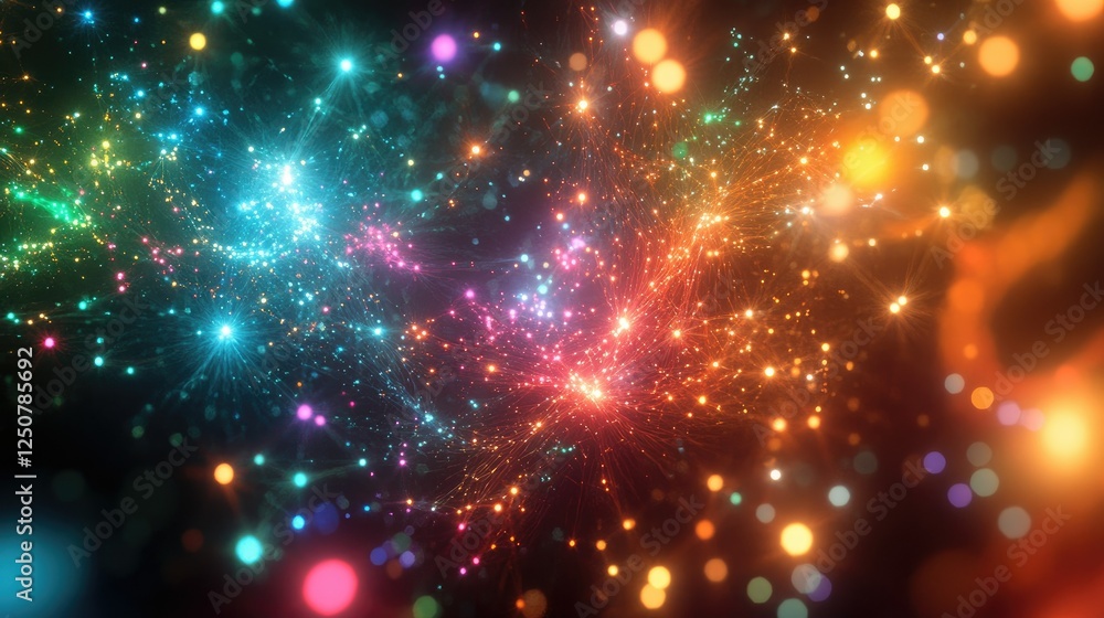 Fototapeta premium Colorful Abstract Background with Sparkling Lights and Stars