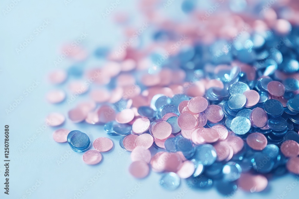 Colorful confetti scattered on a light surface, creating a festive atmosphere Colorful confetti scattered on a light surface, creating a festive atmosphere