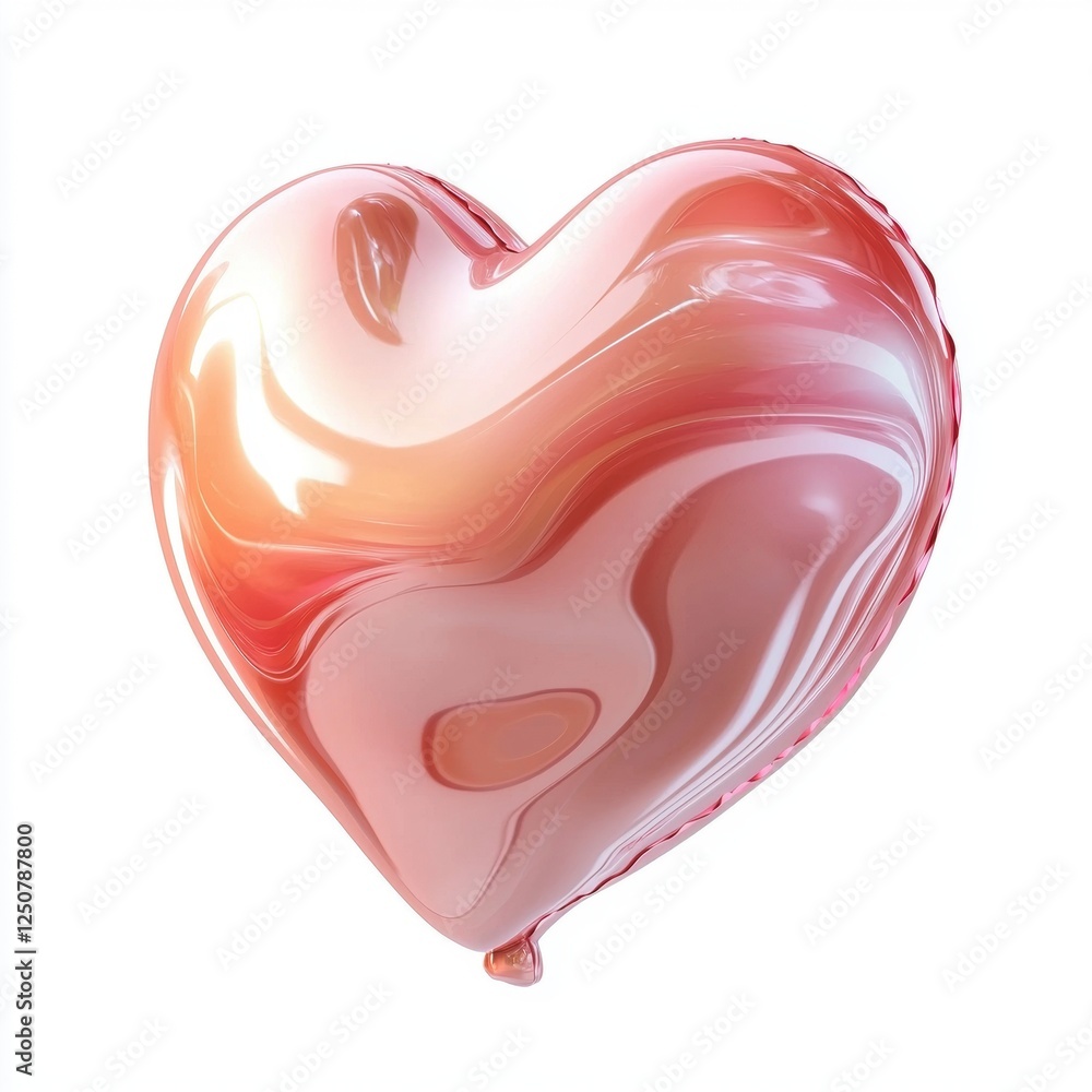 Saint Valentines Day and 8 March International Womens Day Realistic 3D icon cartoon of a heart-shaped balloon floating, isolated on white Saint Valentines Day and 8 March International Womens Day Realistic 3D icon cartoon of a heart-shaped balloon floating, isolated on white