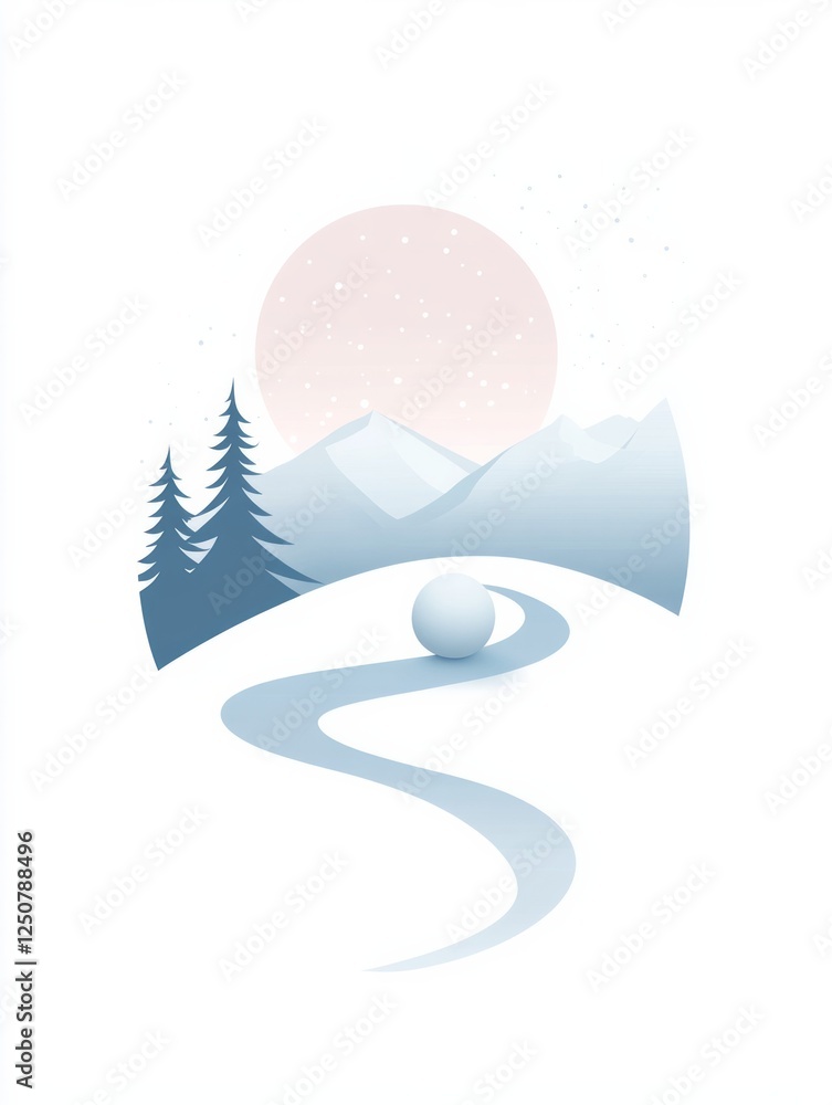Naklejka premium river mountain sun logo 