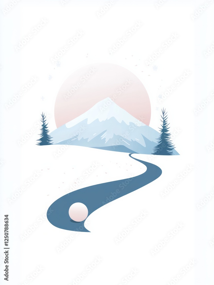 Obraz premium river mountain sun logo 