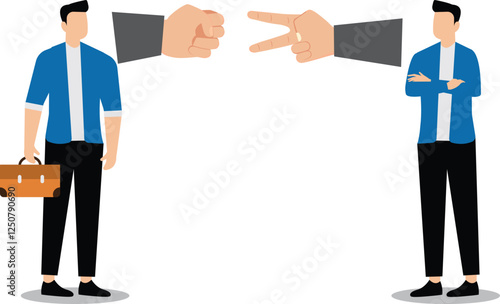 Business Competition or Business Strategy, Business or Professional Athletics, Strategic Planning and Decision Making, Two Businessmen Pondering the Rock Paper Scissors Game
