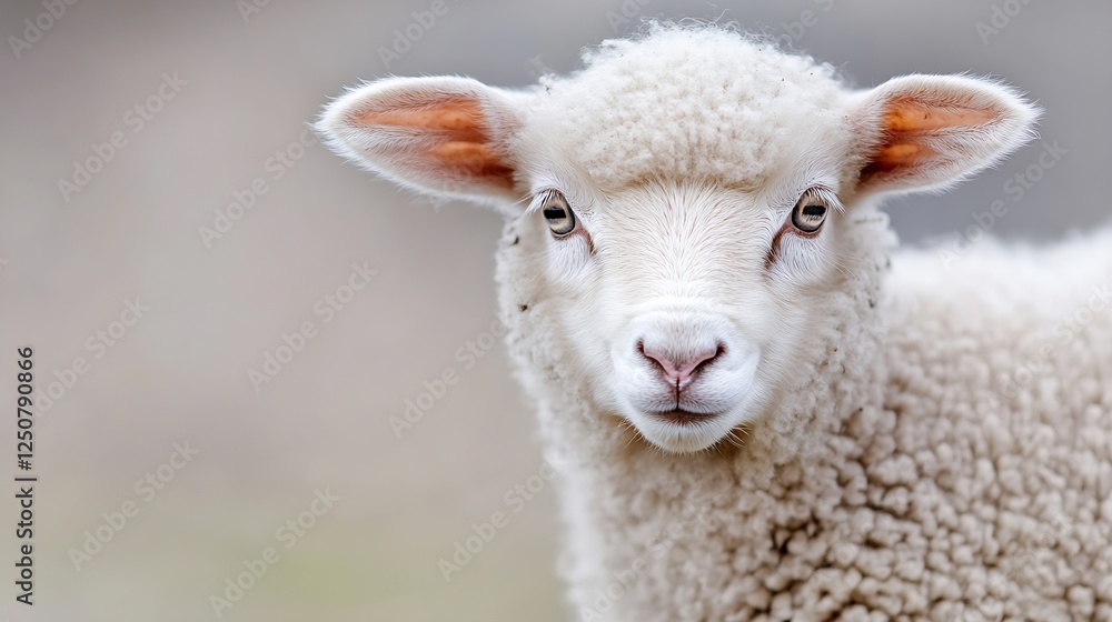 Adorable close up of a fluffy white sheep showcasing its exquisite features and gentle expression in soft light : Generative AI Adorable close up of a fluffy white sheep showcasing its exquisite features and gentle expression in soft light : Generative AI