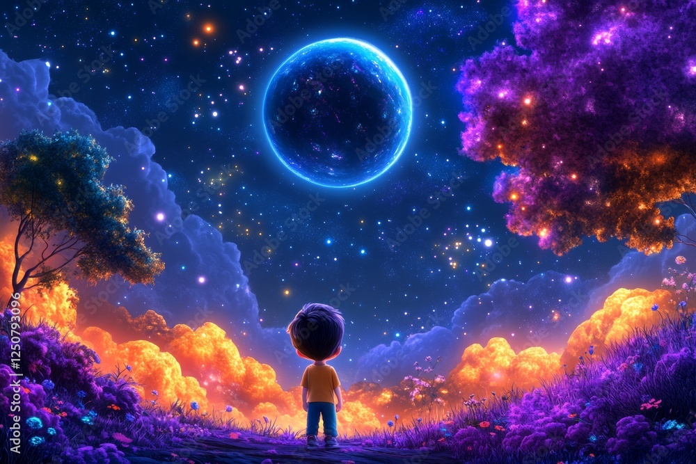 Kids discovering a friendly alien on a distant, vibrant planet. Generative AI Kids discovering a friendly alien on a distant, vibrant planet. Generative AI