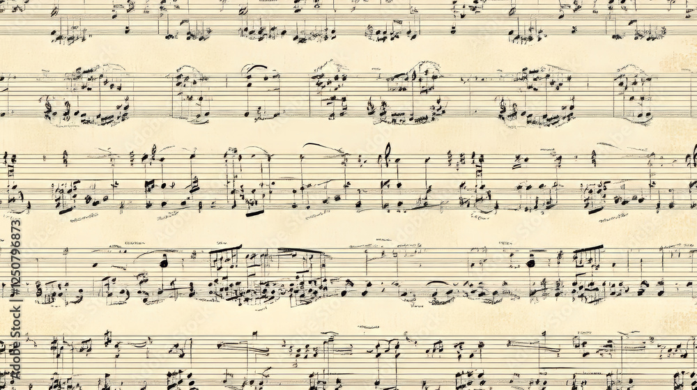 Seamless background music pattern with a section of a score with a clef and notes in a repeat motif Seamless background music pattern with a section of a score with a clef and notes in a repeat motif