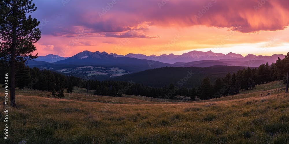 Majestic Mountain Range Sunset Landscape Majestic Mountain Range Sunset Landscape