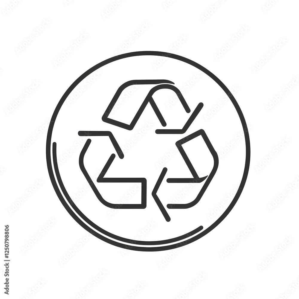 Linear icon with Recycling symbol in a circular design Linear icon with Recycling symbol in a circular design