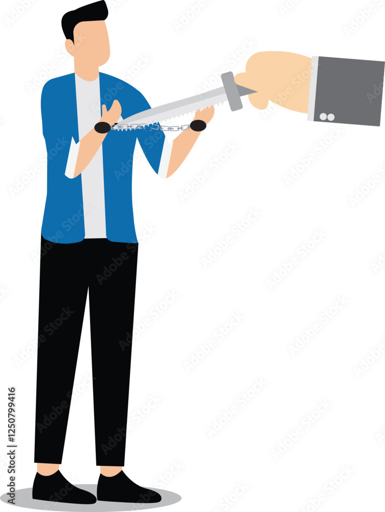 Break out of prison, difficulties, traps or debts, violently remove the handcuffs from the giant's hands with a saw in hand Break out of prison, difficulties, traps or debts, violently remove the handcuffs from the giant's hands with a saw in hand