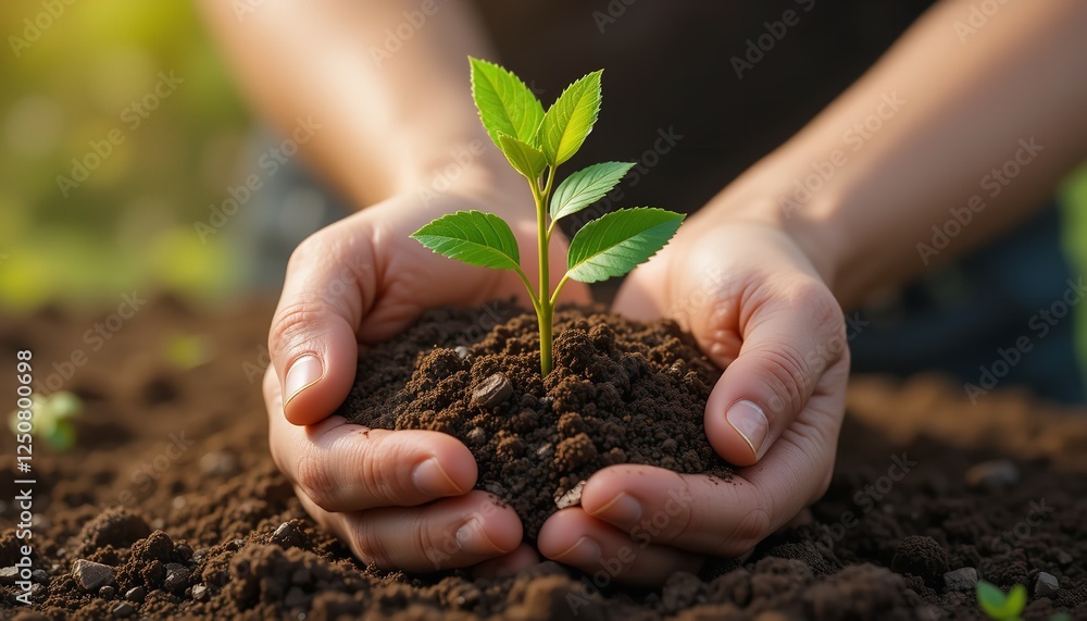 Protecting Young Plant Seedling Growth in Hands Soil Nature Ecology Environmental Conservation Sustainable Development new life care hope stem green Protecting Young Plant Seedling Growth in Hands Soil Nature Ecology Environmental Conservation Sustainable Development new life care hope stem green