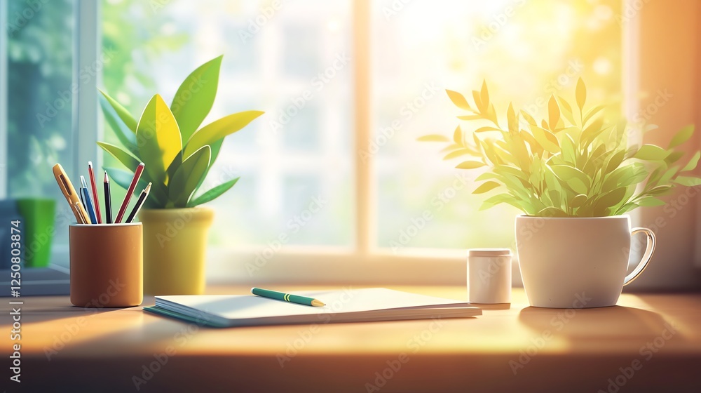 Sunny Workspace 3D Illustration Sunny Workspace 3D Illustration