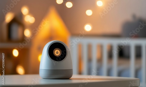 Ultra-Modern Baby Monitor in Cozy Nursery. Generative ai photo