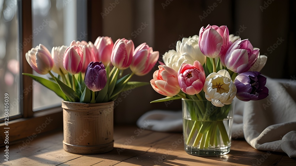 Fototapeta premium Spring flowers fresh and beautiful tulips