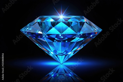 Blue Diamond on Black Background