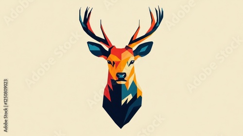 Wallpaper Mural Geometric Deer Head Portrait: A Colorful Low Poly Animal Art Design Torontodigital.ca