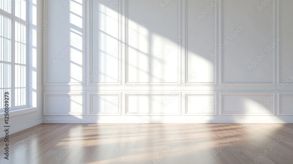 Fototapeta premium Bright and Modern Interior Room with Natural Light Streaming Through Windows : Generative AI