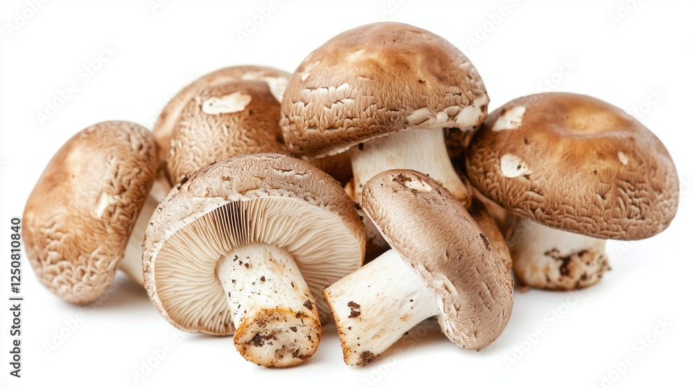 Captivating close-up of freshly harvested champignons showcasing their smooth caps and delicate gills. These mushrooms offer a glimpse into nature's artistry with rich earth tones Captivating close-up of freshly harvested champignons showcasing their smooth caps and delicate gills. These mushrooms offer a glimpse into nature's artistry with rich earth tones