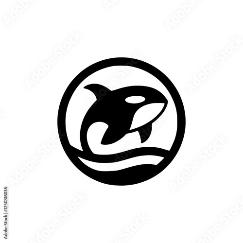 orca whale circle fish wild animal nature logo vector illustration template design