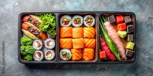 Food Delivery Sushi Box Lunch Office Top View photo