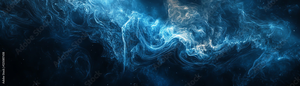 Obraz premium A stunning depiction of a starry night sky, filled with luminous nebulae and swirling cosmic clouds. This celestial image captures the beauty and mystery of the universe.