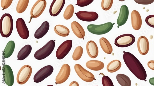 Vector illustration of cocoa beans on a white background
