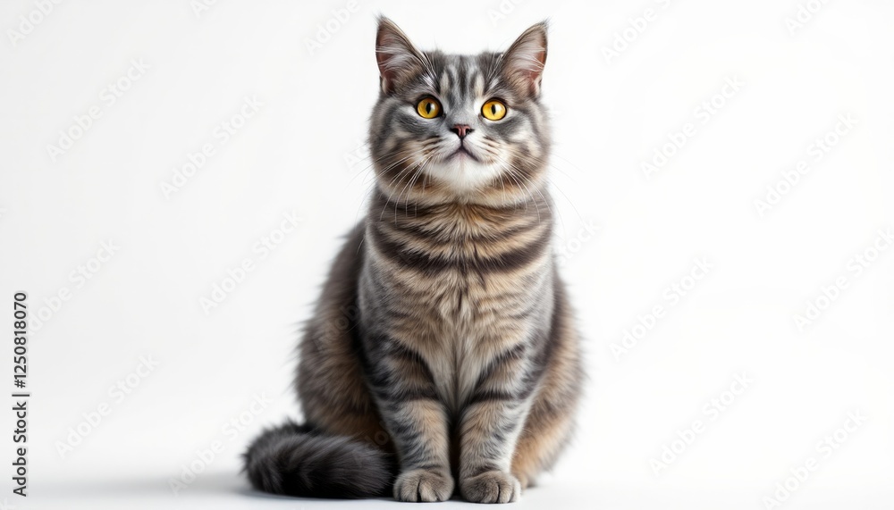 Obraz premium Majestic Gray Tabby Cat Portrait: A Stunning Studio Shot of a Domestic Short Hair