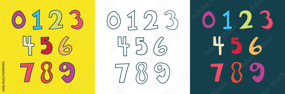 a cute hand drawn regular number for kids themed design element or coloring book element a cute hand drawn regular number for kids themed design element or coloring book element