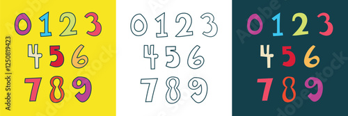 a cute hand drawn regular number for kids themed design element or coloring book element