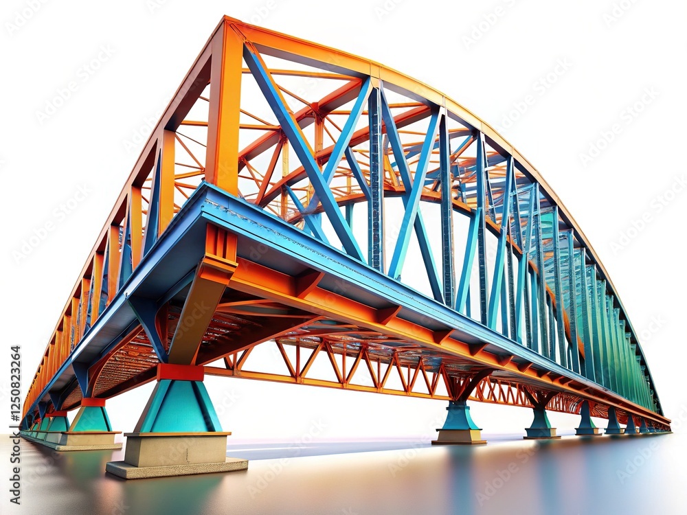 Naklejka premium Modern Truss Bridge: A Stunning Architectural Masterpiece
