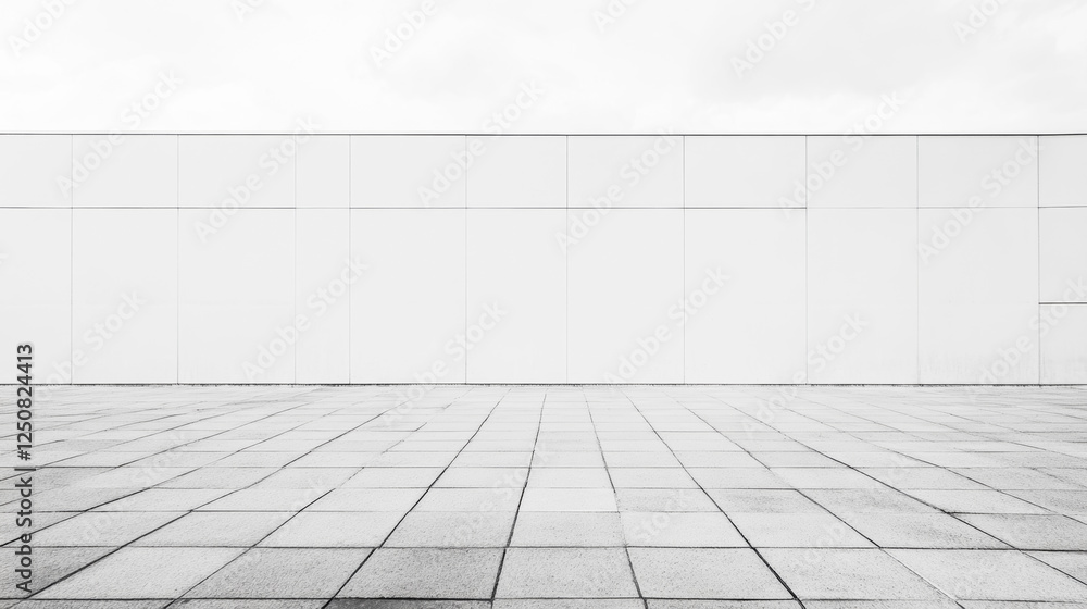 Fototapeta premium Empty white room with white wall background space. Grey wall with spotlight and light background concrete floor and wall