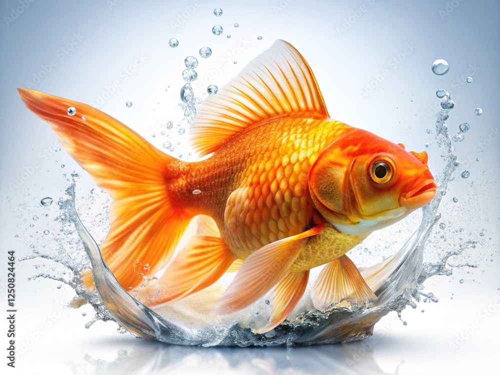 Fototapeta premium Orange Goldfish In Water Splash